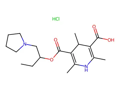 3,5-Pyridinedicarboxylic acid, 1,4-dihydro-2,4,6-trimethyl-, ethyl 2-(1-pyrrolidinyl)ethyl ester, hydrochloride structure