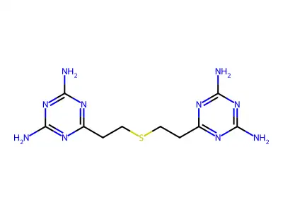 6-[2-[2-(4,6-diamino-1,3,5-triazin-2-yl)ethylsulfanyl]ethyl]-1,3,5-triazine-2,4-diamine structure
