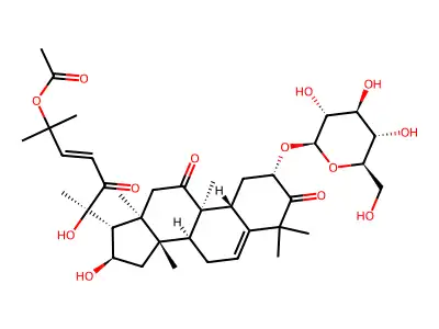 [(6R)-6-hydroxy-6-[(2S,8S,9R,10R,13R,14S,16R,17R)-16-hydroxy-4,4,9,13,14-pentamethyl-3,11-dioxo-2-[(2S,3R,4S,5S,6R)-3,4,5-trihydroxy-6-(hydroxymethyl)oxan-2-yl]oxy-2,7,8,10,12,15,16,17-octahydro-1H-cyclopenta[a]phenanthren-17-yl]-2-methyl-5-oxohept-3-en-2-yl] acetate structure