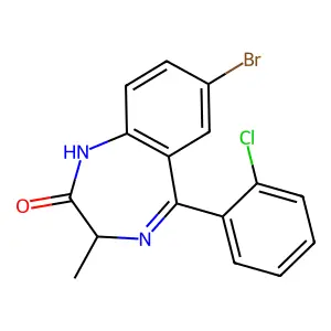 7-Bromo-5-(2-chlorophenyl)-3-methyl-1,3-dihydro-1,4-benzodiazepin-2-one structure