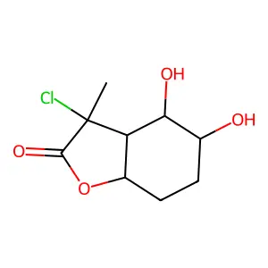 3-Chloro-4,5-dihydroxy-3-methylhexahydro-1-benzofuran-2(3H)-one structure