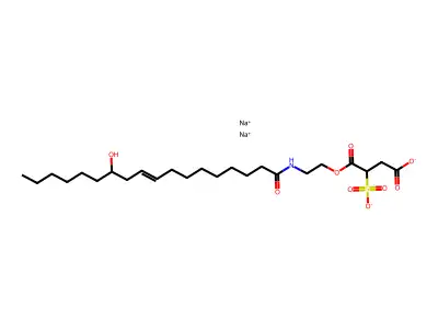 Disodium 4-[2-(12-hydroxyoctadec-9-enamido)ethoxy]-4-oxo-3-sulfonatobutanoate structure