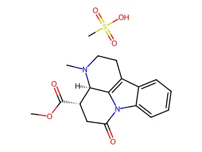 1H-Indolo(3,2,1-de)(1,5)naphthyridine-4-carboxylic acid, 2,3,3a,4,5,6-hexahydro-3-methyl-6-oxo-, methyl ester, cis-, monomethanesulfonate structure