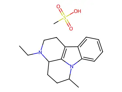 1H-Indolo(3,2,1-de)(1,5)naphthyridine, 2,3,3a,4,5,6-hexahydro-3-ethyl-6-methyl-, methanesulfonate structure