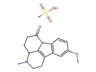 6H-Indolo(3,2,1-de)(1,5)naphthyridin-6-one, 1,2,3,3a,4,5-hexahydro-10-methoxy-3-methyl-, monomethanesulfonate structure