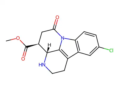 1H-Indolo(3,2,1-de)(1,5)naphthyridine-4-carboxylic acid, 2,3,3a,4,5,6-hexahydro-10-chloro-6-oxo-, methyl ester, cis- structure