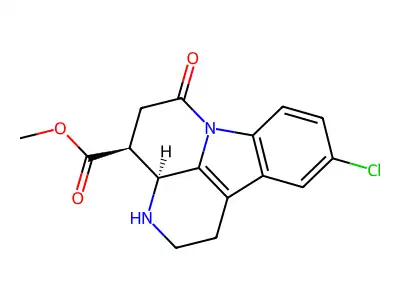 1H-Indolo(3,2,1-de)(1,5)naphthyridine-4-carboxylic acid, 2,3,3a,4,5,6-hexahydro-10-chloro-6-oxo-, methyl ester, trans- structure