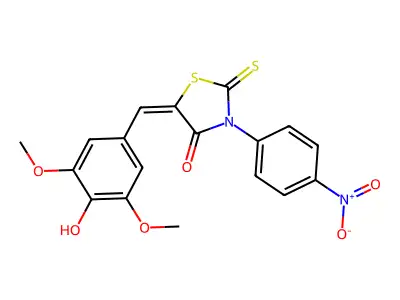 5-(4-hydroxy-3,5-dimethoxybenzylidene)-3-(4-nitrophenyl)-2-thioxo-1,3-thiazolidin-4-one structure
