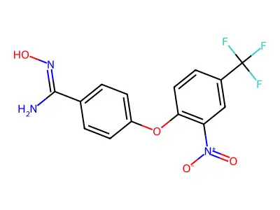N'-hydroxy-4-[2-nitro-4-(trifluoromethyl)phenoxy]benzenecarboximidamide structure