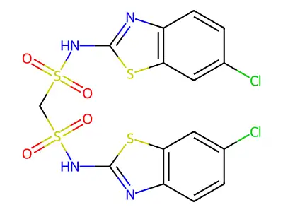 N,N'-bis(6-chloro-1,3-benzothiazol-2-yl)methanedisulfonamide structure