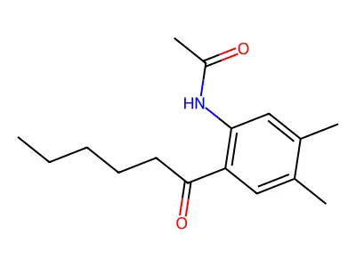 Acetamide, N-[4,5-dimethyl-2-(1-oxohexyl)phenyl]- structure