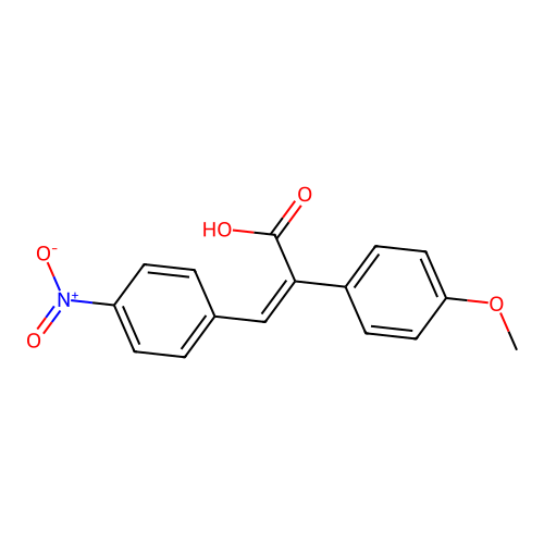 (Z)-2-(4-methoxyphenyl)-3-(4-nitrophenyl)prop-2-enoic acid structure