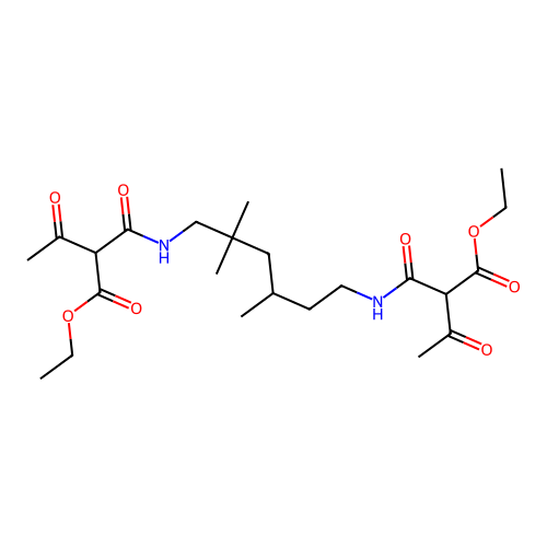 Diethyl 2,2'-((2,2,4-trimethylhexane-1,6-diyl)bis(iminocarbonyl))diacetoacetate structure