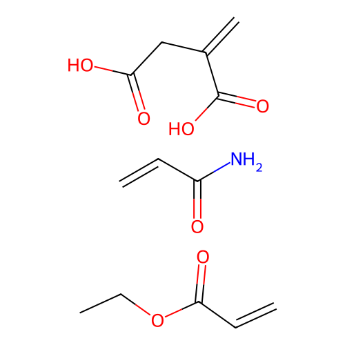 Ethyl prop-2-enoate;2-methylidenebutanedioic acid;prop-2-enamide structure
