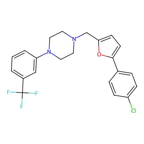 piperazine,1-[[5-(4-chlorophenyl)-2-furanyl]methyl]-4-[3-(trifluoromethyl)phenyl]-,hydrochloride structure