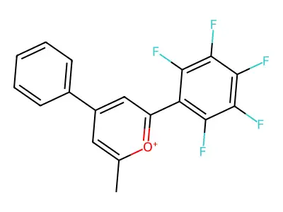2-Methyl-6-(2,3,4,5,6-pentafluorophenyl)-4-phenylpyrylium structure