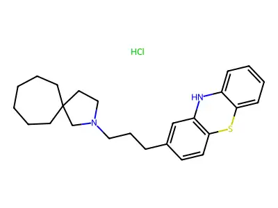 Phenothiazine, 10-(3-(2-azaspiro(4.6)undec-2-yl)propyl)-, hydrochloride structure