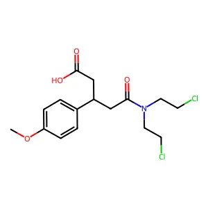5-[Bis(2-chloroethyl)amino]-3-(4-methoxyphenyl)-5-oxopentanoic acid structure