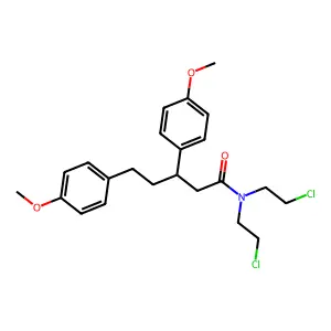 N,N-bis(2-chloroethyl)-3,5-bis(4-methoxyphenyl)pentanamide structure
