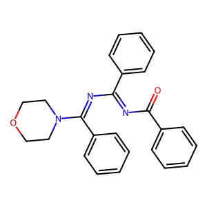 N-[[[morpholin-4-yl(phenyl)methylidene]amino]-phenylmethylidene]benzamide structure