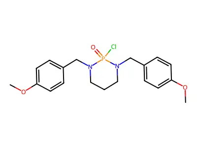 2-Chloro-1,3-bis[(4-methoxyphenyl)methyl]-1,3,2lambda5-diazaphosphinane 2-oxide structure