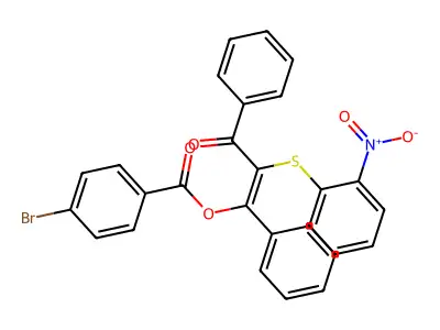 2-[(2-Nitrophenyl)sulfanyl]-3-oxo-1,3-diphenylprop-1-en-1-yl 4-bromobenzoate structure