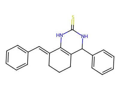 8-Benzylidene-4-phenyl-1,3,4,5,6,7-hexahydroquinazoline-2-thione structure