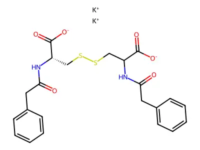 L-Cystine, N,N'-bis(phenylacetyl)-, dipotassium salt structure