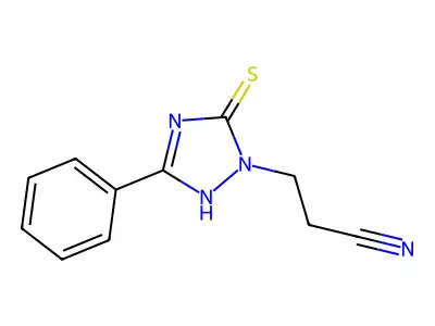 3-(5-phenyl-3-sulfanylidene-1H-1,2,4-triazol-2-yl)propanenitrile structure