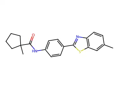 1-methyl-N-[4-(6-methyl-1,3-benzothiazol-2-yl)phenyl]cyclopentane-1-carboxamide structure