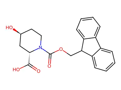 1-(((9H-fluoren-9-yl)methoxy)carbonyl)-4-hydroxypiperidine-2-carboxylic acid structure