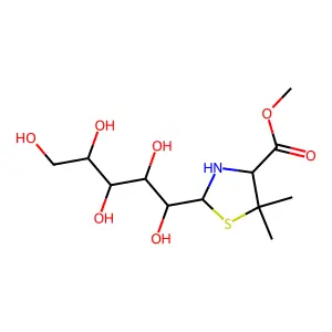 Methyl 5,5-dimethyl-2-(1,2,3,4,5-pentahydroxypentyl)thiazolidine-4-carboxylate structure