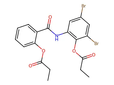 Benzamide, N-(3,5-dibromo-2-(1-oxopropoxy)phenyl)-2-(1-oxopropoxy)- structure