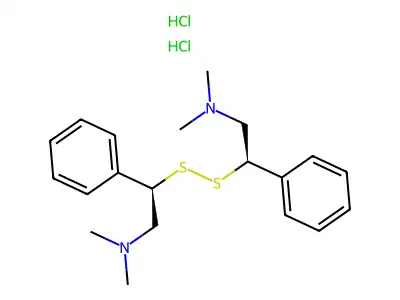 Benzeneethanamine, beta,beta'-dithiobis(N,N-dimethyl-, dihydrochloride, (R-(R*,R*))- structure