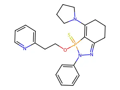 2-phenyl-3-(2-pyridin-2-ylethoxy)-4-pyrrolidin-1-yl-3-sulfanylidene-6,7-dihydro-5H-1,2,3 structure