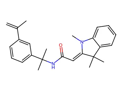 N-[2-(3-prop-1-en-2-ylphenyl)propan-2-yl]-2-(1,3,3-trimethylindol-2-ylidene)acetamide structure