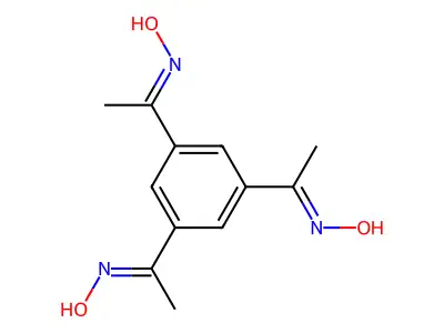N-[1-[3,5-bis(N-hydroxy-C-methylcarbonimidoyl)phenyl]ethylidene]hydroxylamine structure