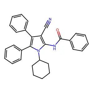N-(3-cyano-1-cyclohexyl-4,5-diphenyl-1H-pyrrol-2-yl)benzamide structure