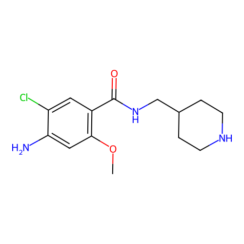 4-amino-5-chloro-2-methoxy-N-(piperidin-4-ylmethyl)benzamide structure