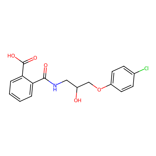 2-{[3-(4-Chlorophenoxy)-2-hydroxypropyl]carbamoyl}benzoic acid structure