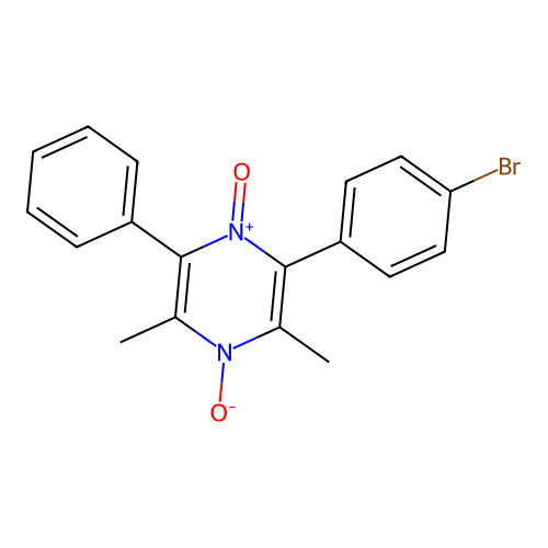 2-(4-Bromophenyl)-3,5-dimethyl-4-oxido-6-phenylpyrazin-1-ium 1-oxide structure