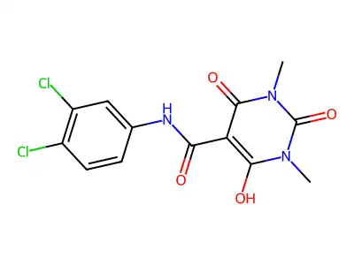 N-(3,4-dichlorophenyl)-1,3-dimethyl-2,4,6-trioxo-1,3-diazinane-5-carboxamide structure