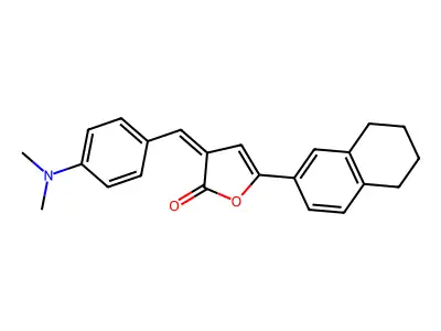 3-[(4-dimethylaminophenyl)methylidene]-5-(5,6,7,8-tetrahydronaphthalen-2-yl)furan-2-one structure
