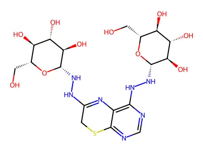 7H-Pyrimido(4,5-b)(1,4)thiazine, 4,6-bis(2-glucosylhydrazino)- structure