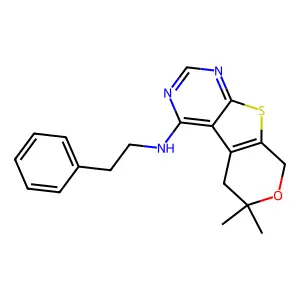 6,6-dimethyl-N-(2-phenylethyl)-5,8-dihydropyrano[4,5]thieno[1,2-c]pyrimidin-4-amine structure