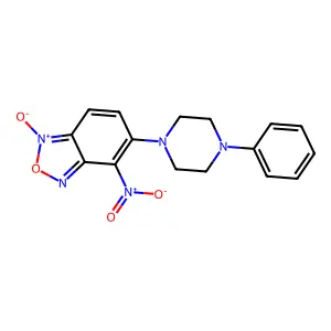 Benzofurazan, 4-nitro-5-(4-phenyl-1-piperazinyl)-, 1-oxide structure