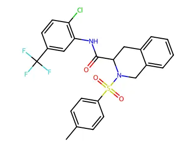 N-[2-chloro-5-(trifluoromethyl)phenyl]-2-(4-methylphenyl)sulfonyl-3,4-dihydro-1H-isoquinoline-3-carboxamide structure