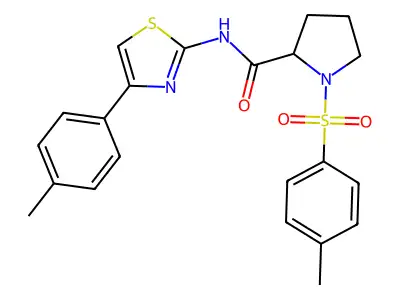 1-(4-methylphenyl)sulfonyl-N-[4-(4-methylphenyl)-1,3-thiazol-2-yl]pyrrolidine-2-carboxamide structure