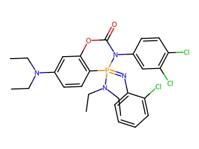 1-(2-Chlorophenyl)imino-2-(3,4-dichlorophenyl)-1,6-bis(diethylamino)-4,2,1lambda5-benzoxazaphosphinin-3-one structure