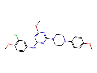 N-(3-chloro-4-methoxyphenyl)-4-methoxy-6-[4-(4-methoxyphenyl)piperazin-1-yl]-1,3,5-triazin-2-amine structure
